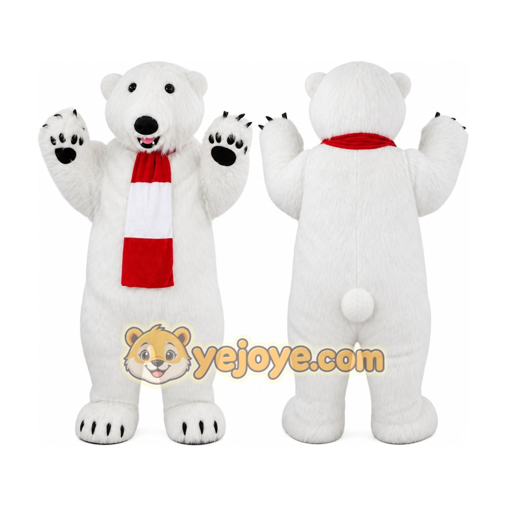 White Polar Bear Mascot Costume with Custom Logo White Polar Bear Mascot Costume with Custom Logo