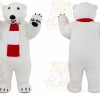 White Polar Bear Mascot Costume with Custom Logo