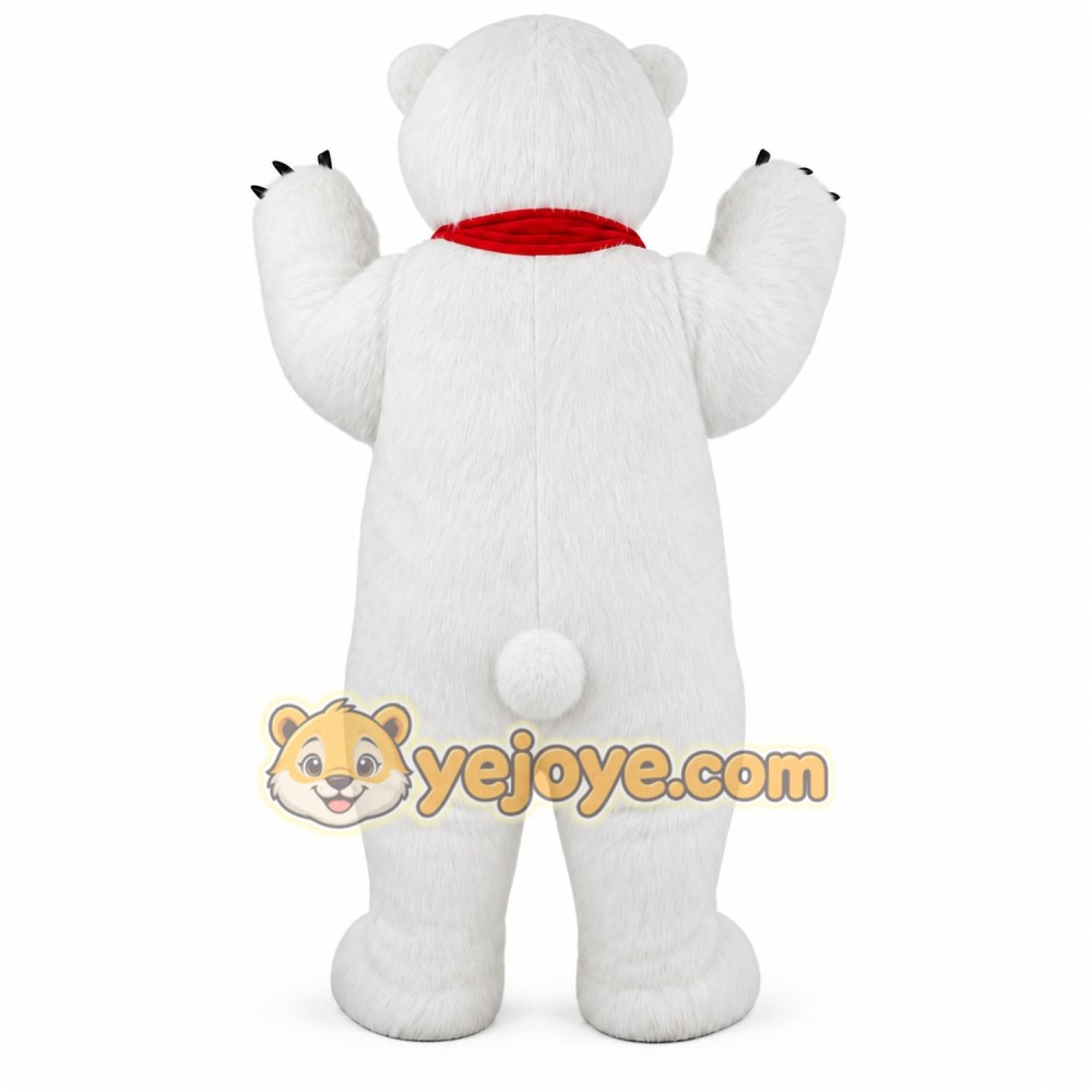White Polar Bear Mascot Costume with Custom Logo White Polar Bear Mascot Costume with Custom Logo