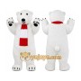 White Polar Bear Mascot Costume with Custom Logo
