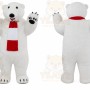 White Polar Bear Mascot Costume with Custom Logo