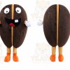 Brown Coffee Bean Mascot Costume with Custom Logo