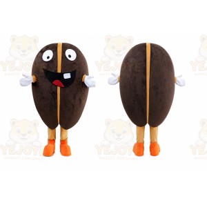 Brown Coffee Bean Mascot Costume with Custom Logo