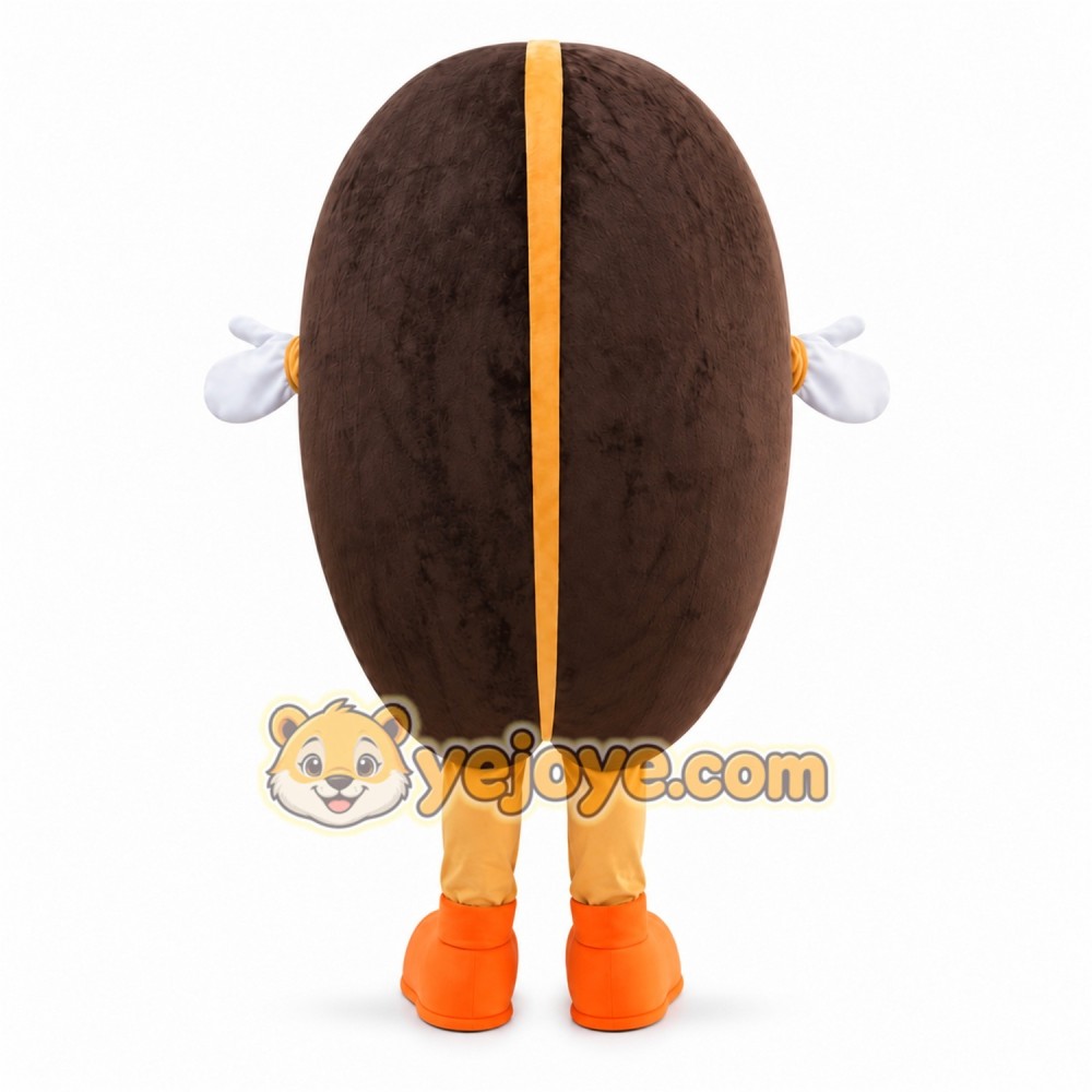 Brown Coffee Bean Mascot Costume with Custom Logo Brown Coffee Bean Mascot Costume with Custom Logo