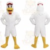 White Chicken Mascot Costume with Custom Logo