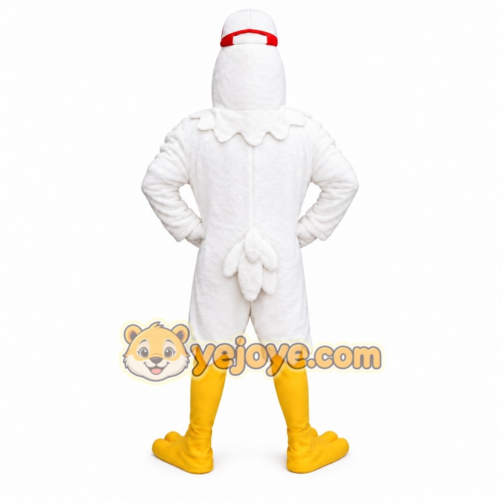 White Chicken Mascot Costume with Custom Logo White Chicken Mascot Costume with Custom Logo