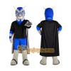 Blue Superhero Mascot Costume with Custom Logo Blue Superhero Mascot Costume with Custom Logo
