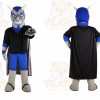 Blue Superhero Mascot Costume with Custom Logo