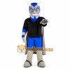 Blue Superhero Mascot Costume with Custom Logo Blue Superhero Mascot Costume with Custom Logo