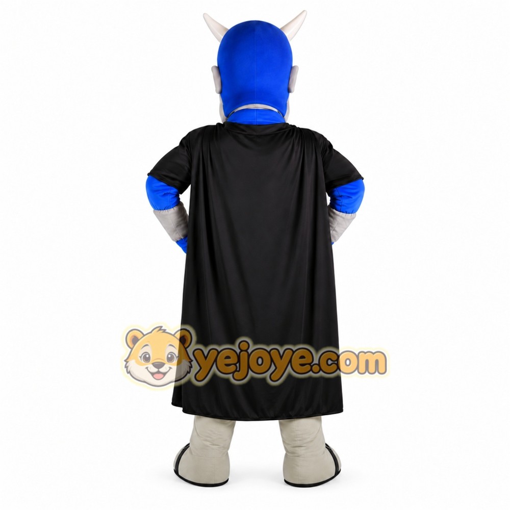 Blue Superhero Mascot Costume with Custom Logo Blue Superhero Mascot Costume with Custom Logo