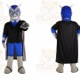 Blue Superhero Mascot Costume with Custom Logo