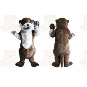 Brown Otter Mascot Costume with Custom Logo
