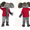 Gray Elephant Mascot Costume with Custom Logo