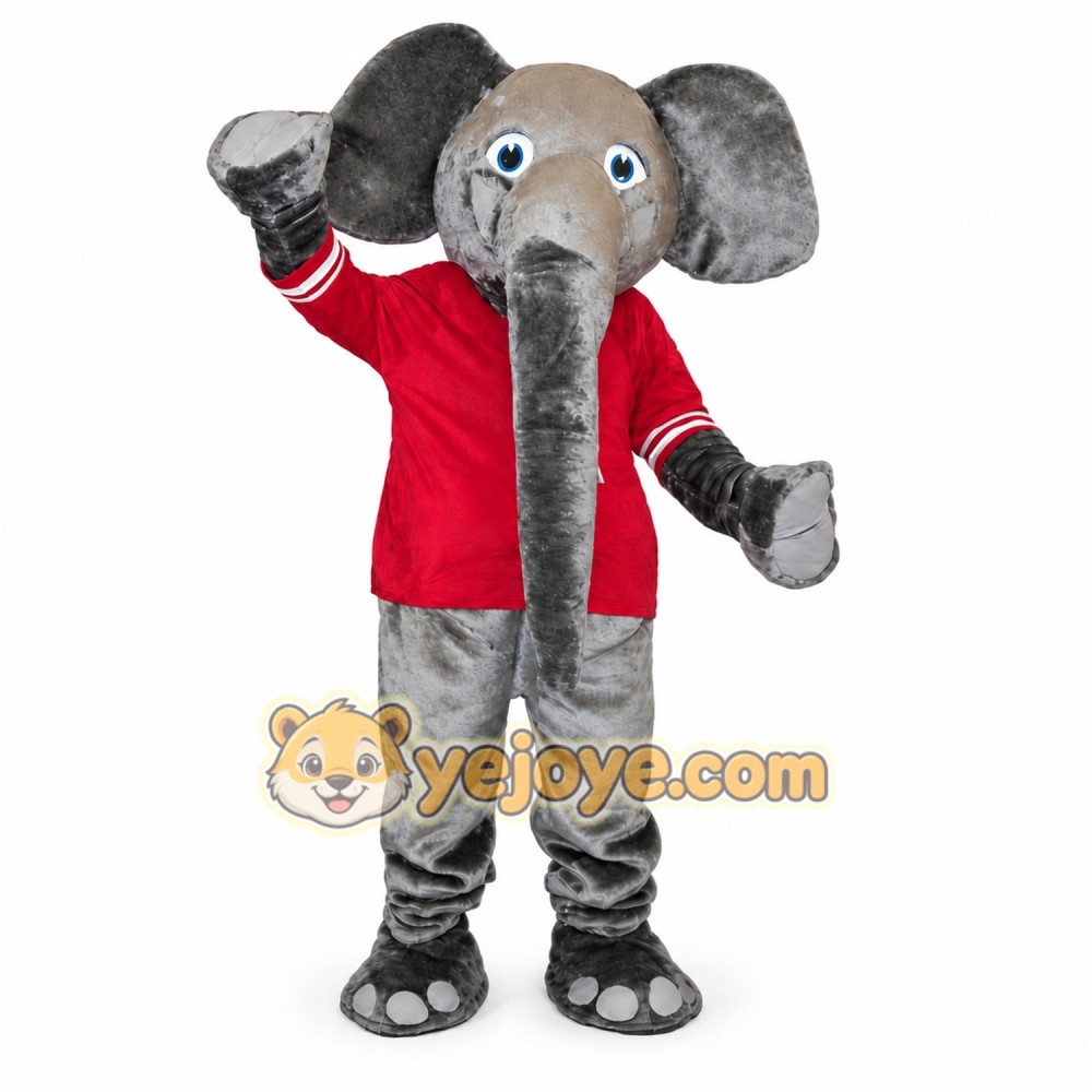 Gray Elephant Mascot Costume with Custom Logo Gray Elephant Mascot Costume with Custom Logo
