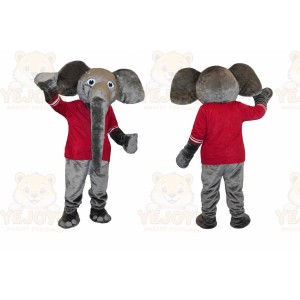 Gray Elephant Mascot Costume with Custom Logo