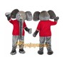 Gray Elephant Mascot Costume with Custom Logo