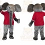 Gray Elephant Mascot Costume with Custom Logo