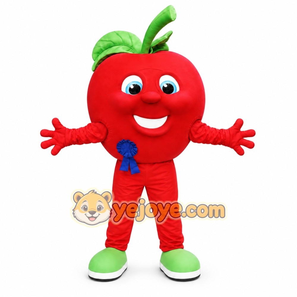 Red Apple Mascot Costume with Custom Logo Red Apple Mascot Costume with Custom Logo