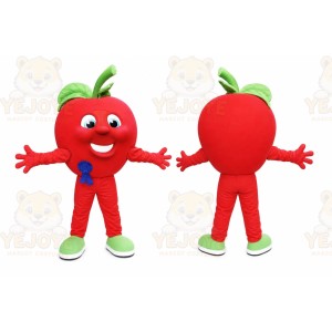 Red Apple Mascot Costume with Custom Logo