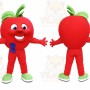 Red Apple Mascot Costume with Custom Logo