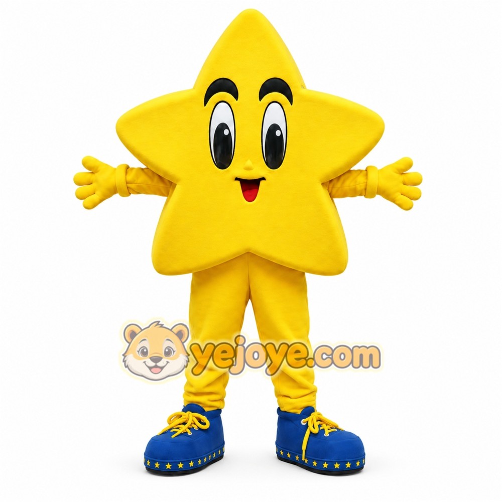Yellow Star Mascot Costume with Custom Logo Yellow Star Mascot Costume with Custom Logo