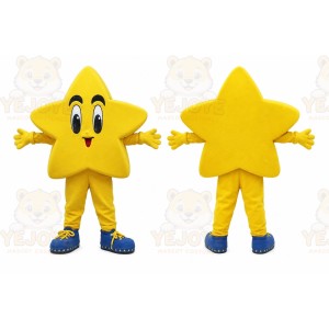 Yellow Star Mascot Costume with Custom Logo