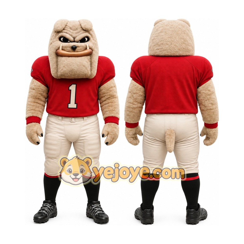 Tan Bulldog Mascot Costume with Custom Logo Tan Bulldog Mascot Costume with Custom Logo