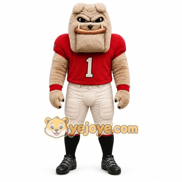 Tan Bulldog Mascot Costume with Custom Logo Tan Bulldog Mascot Costume with Custom Logo
