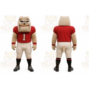 Tan Bulldog Mascot Costume with Custom Logo