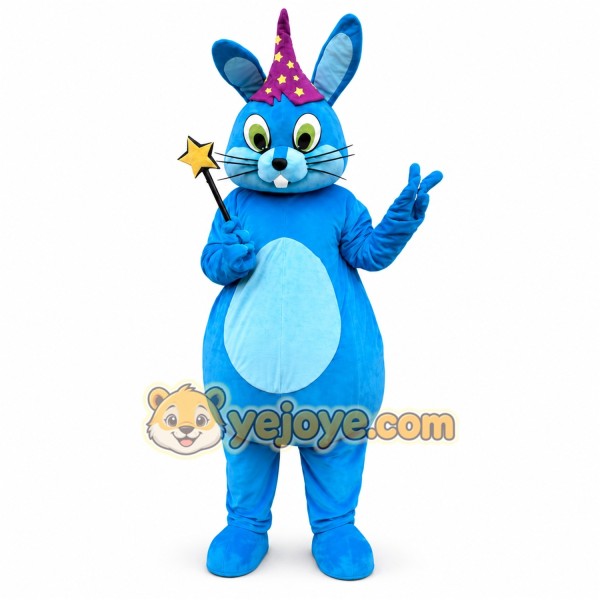 Blue Rabbit Mascot Costume with Custom Logo Blue Rabbit Mascot Costume with Custom Logo