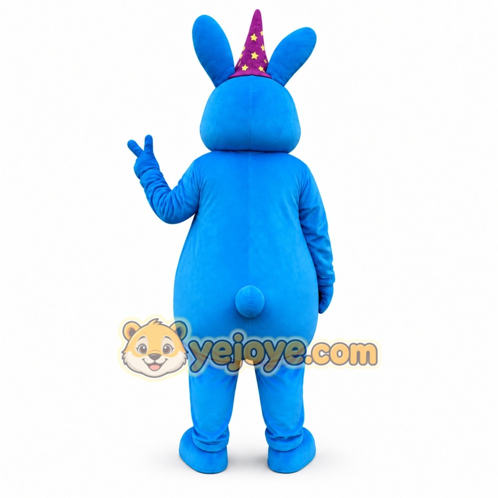 Blue Rabbit Mascot Costume with Custom Logo Blue Rabbit Mascot Costume with Custom Logo