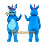 Blue Rabbit Mascot Costume with Custom Logo