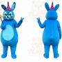 Blue Rabbit Mascot Costume with Custom Logo