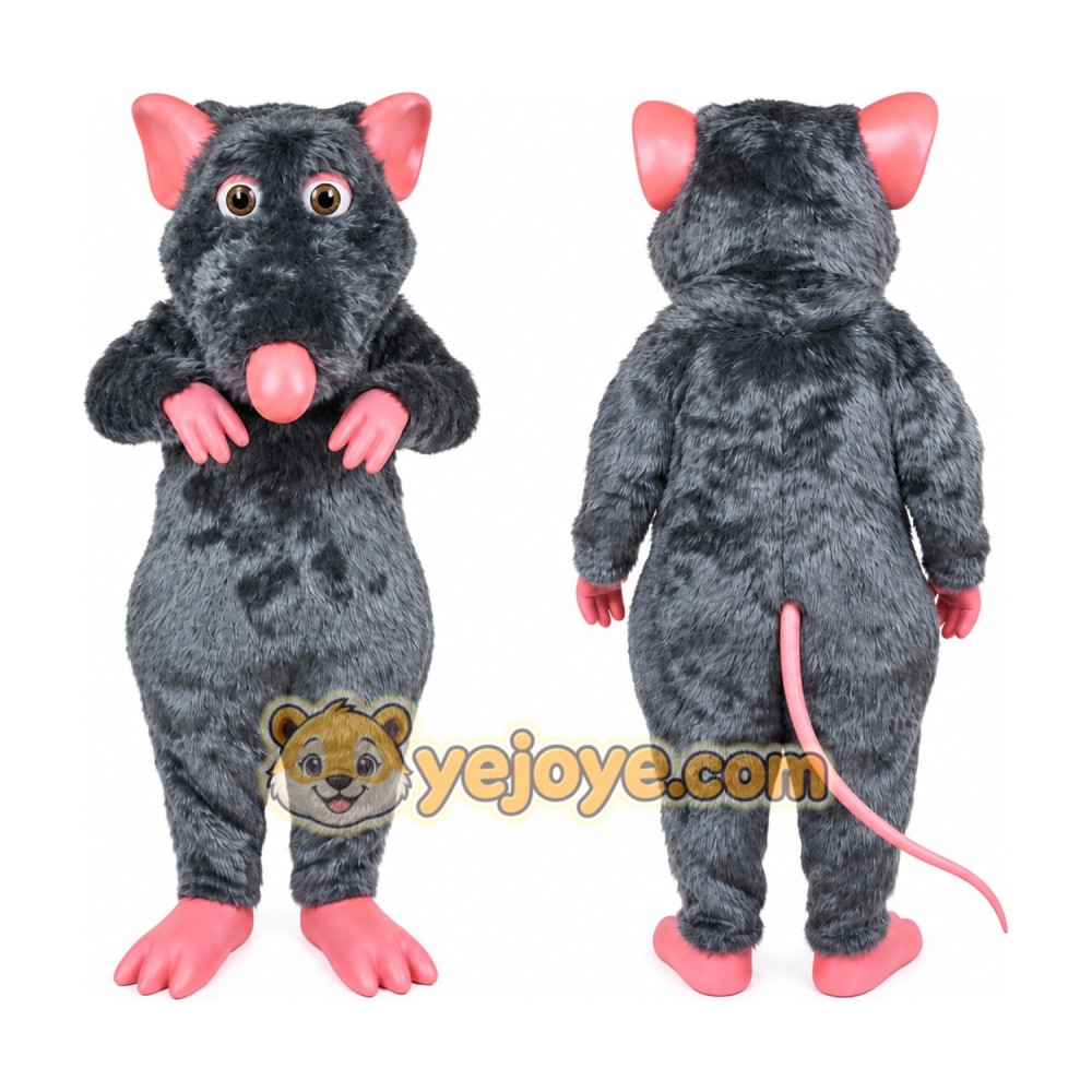 Gray Rat Mascot Costume with Custom Logo Gray Rat Mascot Costume with Custom Logo