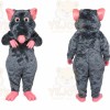 Gray Rat Mascot Costume with Custom Logo