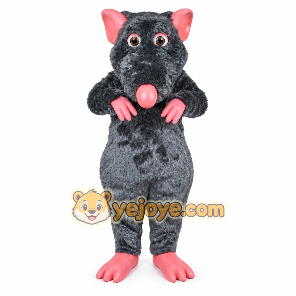 Gray Rat Mascot Costume with Custom Logo Gray Rat Mascot Costume with Custom Logo