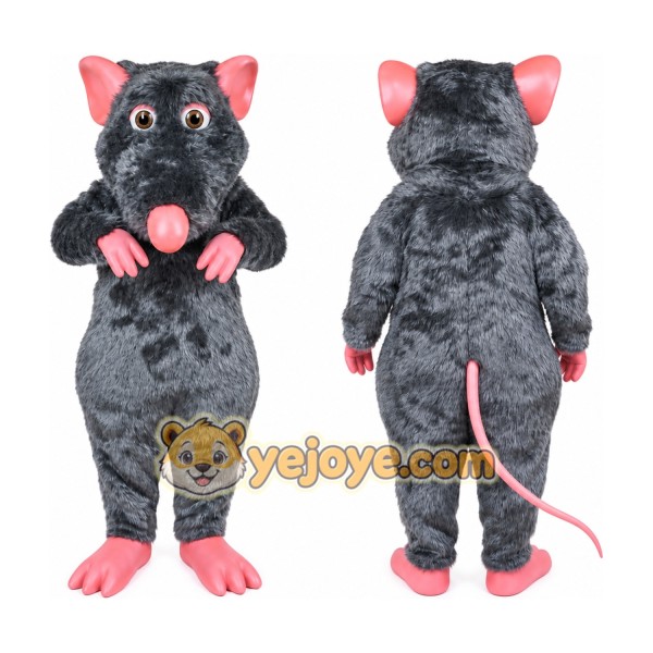 Gray Rat Mascot Costume with Custom Logo
