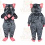 Gray Rat Mascot Costume with Custom Logo