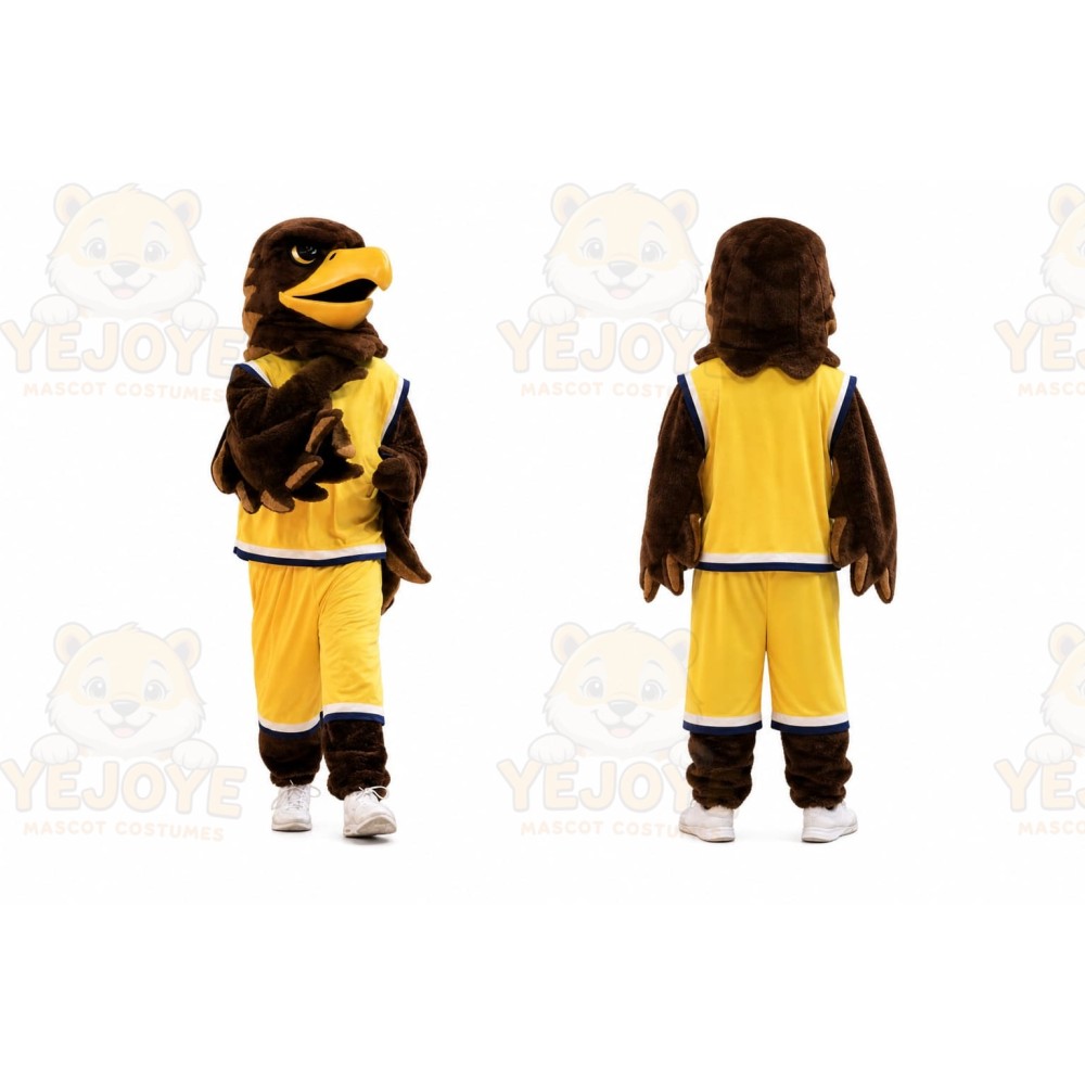 Yellow Eagle Mascot Costume with Custom Logo