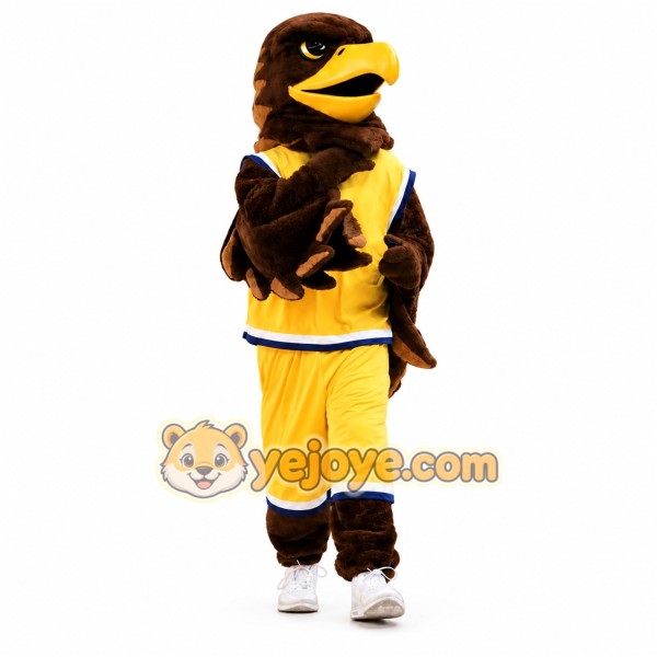 Yellow Eagle Mascot Costume with Custom Logo