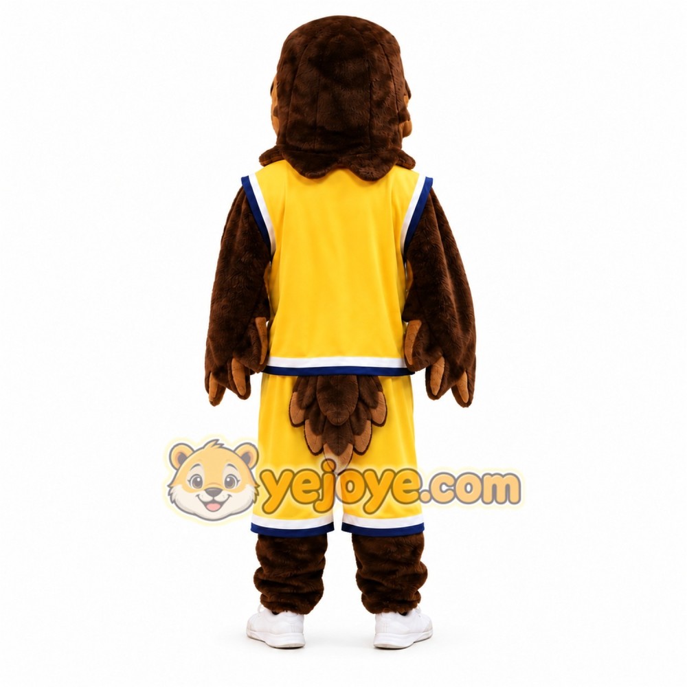 Yellow Eagle Mascot Costume with Custom Logo