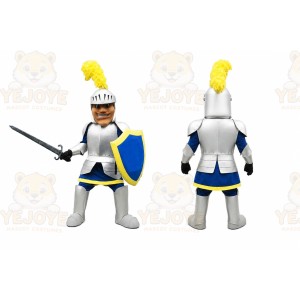Silver Roman Warrior Mascot Costume with Custom Logo