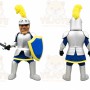 Silver Roman Warrior Mascot Costume with Custom Logo
