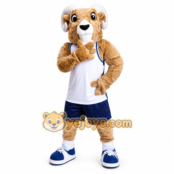 Brown Ram Mascot Costume with Custom Logo Brown Ram Mascot Costume with Custom Logo