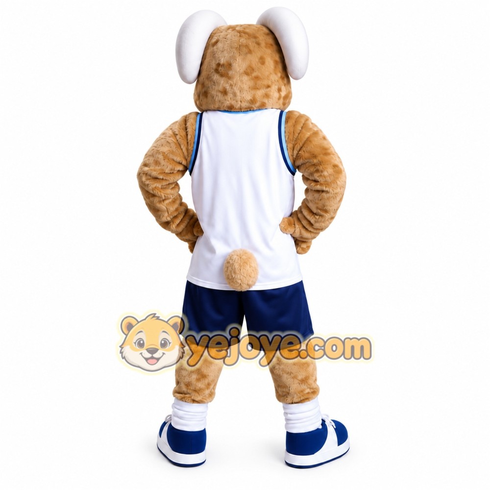 Brown Ram Mascot Costume with Custom Logo