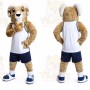 White Ram Mascot Costume with Custom Logo
