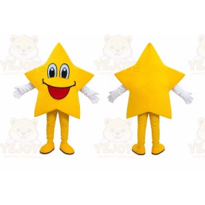 Yellow Star Mascot Costume with Custom Logo