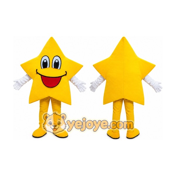 Yellow Star Mascot Costume with Custom Logo