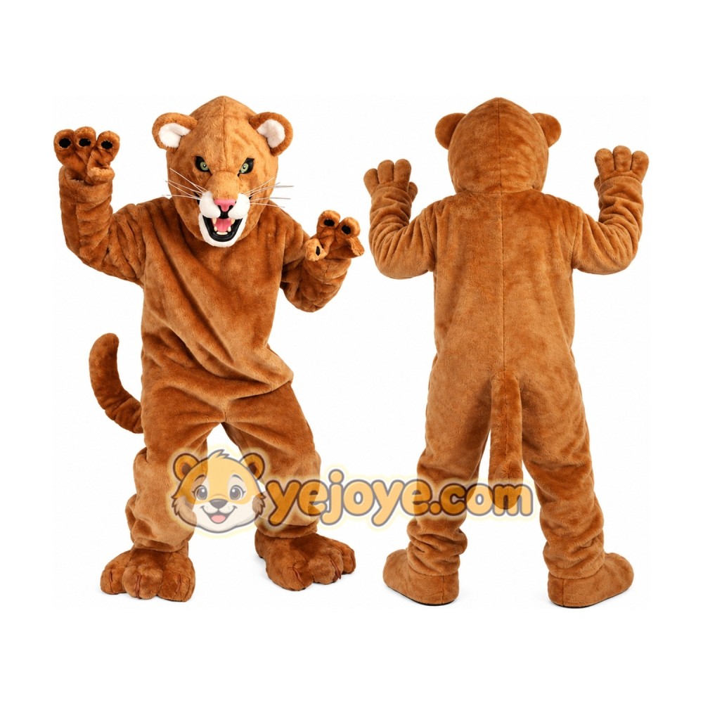 Brown Cougar Mascot Costume with Custom Logo Brown Cougar Mascot Costume with Custom Logo