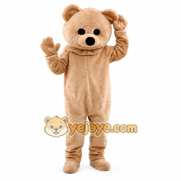 Tan Bear Mascot Costume with Custom Logo